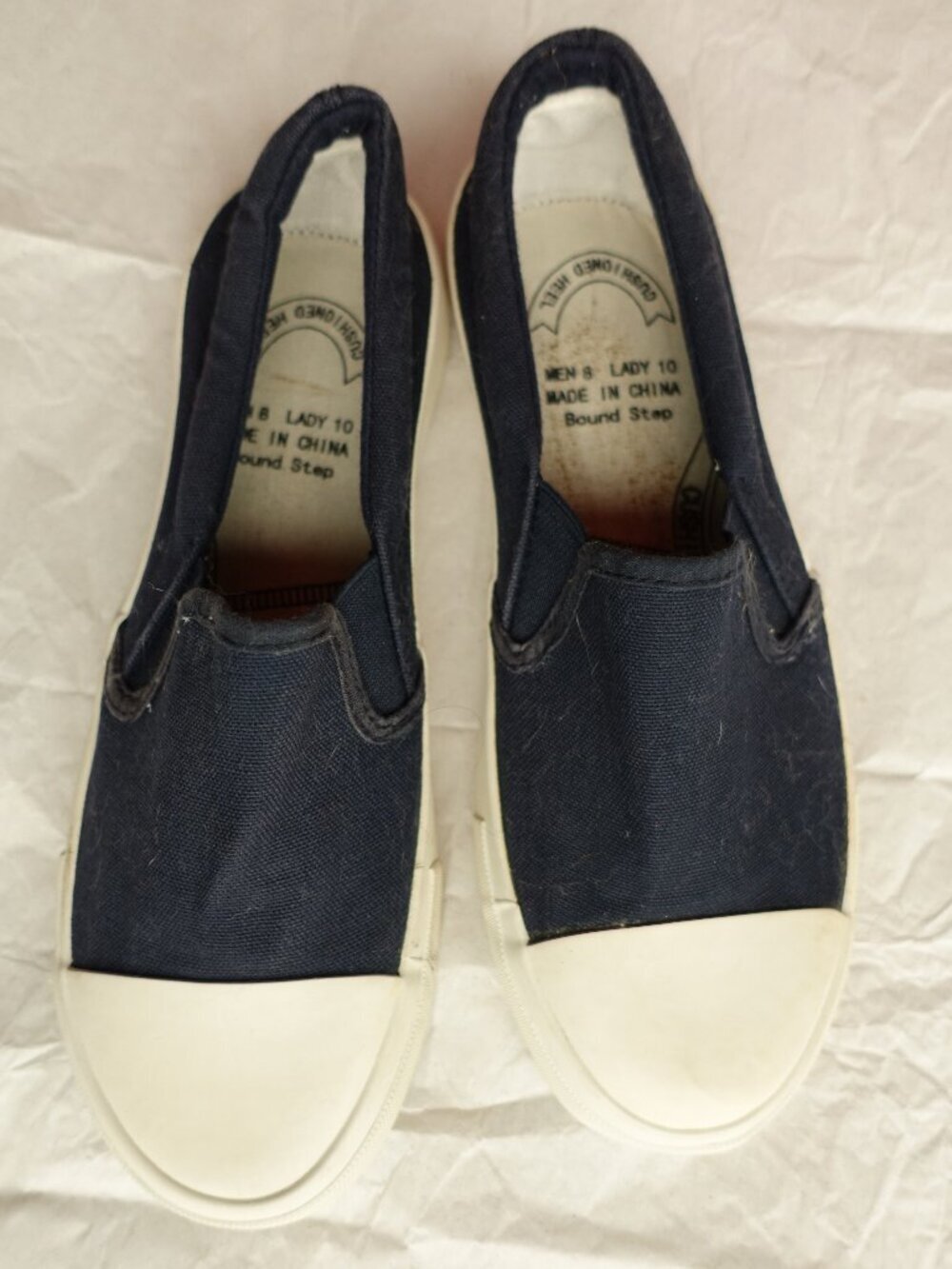 Classic Slip-On Canvas Flats in Navy and White
